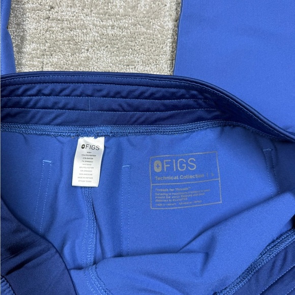 Figs Technical Collection Blue Waist Tie Straight Leg Women Scrub Nurse Pant L - Picture 4 of 9